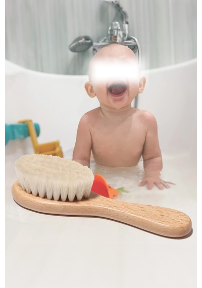 Thentech Yeni Nesil Keçi Kılı Organik Bebek Banyo Tarağı İnce Tüylü