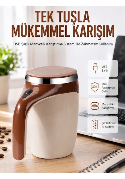 Usb Şarjlı Elektrikli Karıştırıcı Kupa Sıcak & Soğuk İçecekler İçin Çokrenkli