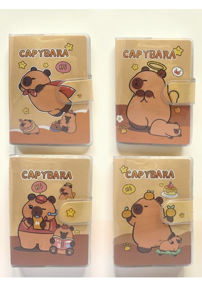 Capybara A7 Not Defteri , Çıt Çıtlı Cep Defteri - Kitap Okuyan Capybara Sarı