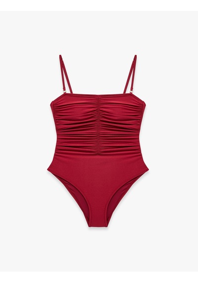 Koton Drapeli Straplez Mayo Çıkarılabilir Askılı Bordo 6sak20057mm