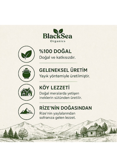 Blacksea Organics Rize Köy Tereyağı 1 Kg Doğal Yayık Tereyağı Katkısız