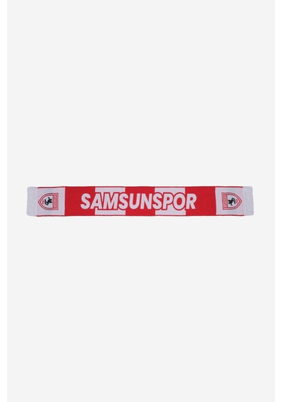 Samunspor Yazılı Çubuklu Atkı Kırmızı