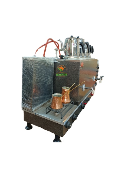 4 Demlikli Elektrik+doğalgazlı 45 L Gri Statik Boyalı Çay Kazanı