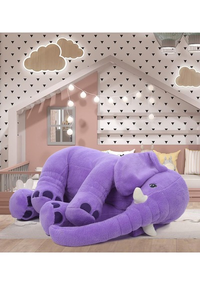 Uyku Arkadaşım Peluş Fil - Büyük Yumuşacık 75 Cm -sevgiliye Hediye Mor