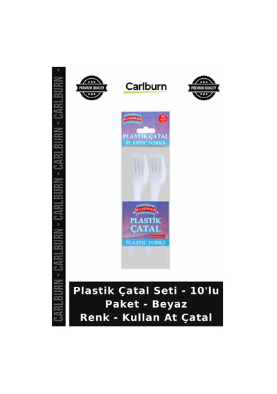 Özel Üretim Pratik Parti Piknik Plastik Çatal Seti - 10'lu Paket - Beyaz Renk - Kullan At Çatal
