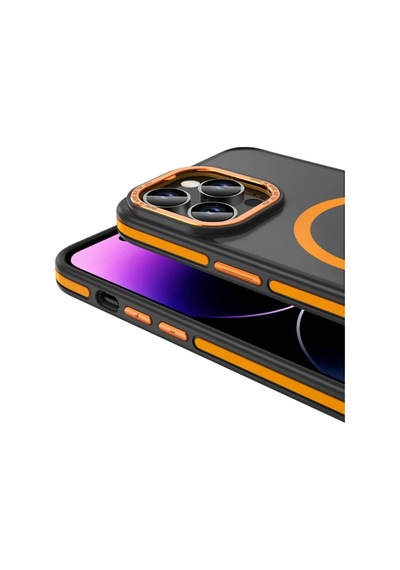 Apple Uyumlu iPhone 14 Pro Kılıf M-safe Şarj Özellikli Mat Görünümlü Zore Ant Kapak Turuncu