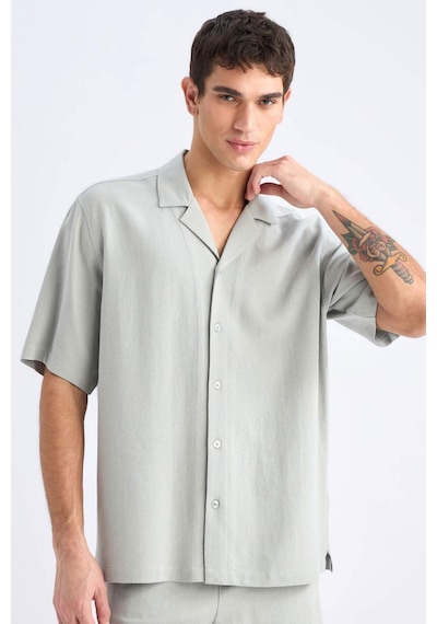 Defacto Relax Fit Polo Yaka Pamuklu Yazlık Kısa Kollu Gömlek D8875ax25smkh514 Haki