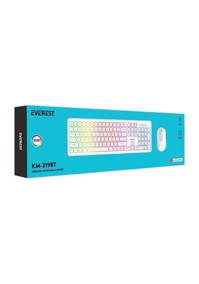 Everest Km-319bt Beyaz 2.4g+bt1+bt2 Çoklu Cihaz Bağlantılı Q Set Kablosuz Klavye +