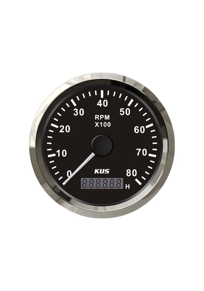 KUS Devir Göstergesi 8000 RPM Siyah 12/24V 85 MM