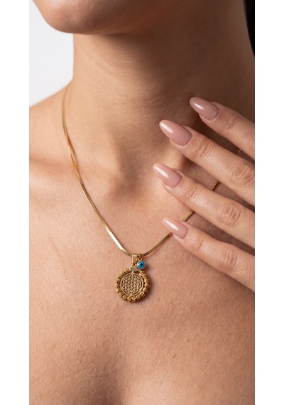 Solis Medallion Kolye Krem