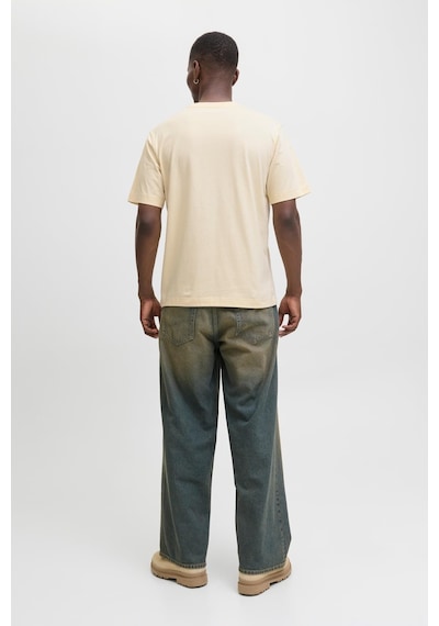 Jack & Jones Erkek Jornorrebro Emb Tee Ss Crew Neck Nakışlı Tişört Krem