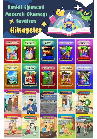 4.sınıf Renkli Eğlenceli Maceralı Okumayı Sevdiren Hikayeler 20 Kitap