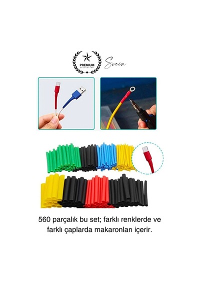 560 Parça Makaron Seti Kutulu Kablo Birleştirme Koruyucu Yalıtım Sıcaklıkla Daralan Tamirat Kaplama