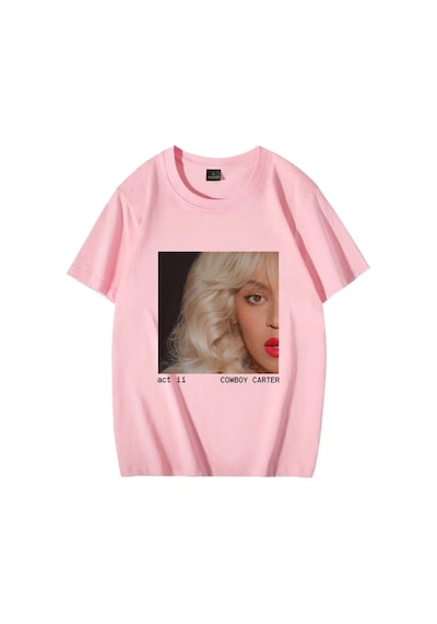 Flood Of Style Vintage Stil Beyoncé Act Iı Kovboy Kız Albümü T Shirt Erkek Kadın Yüksek Kaliteli Streetwear Pembe