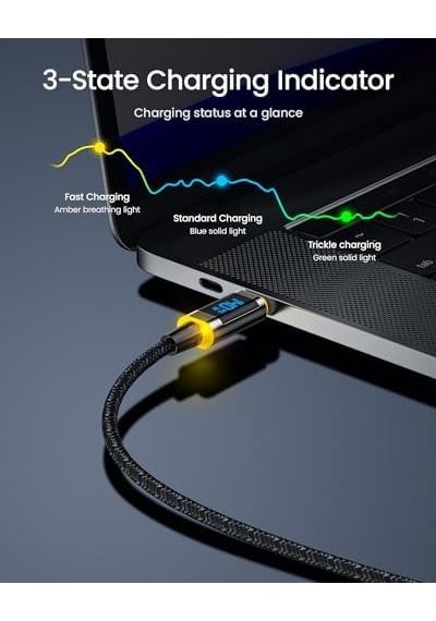 Aohı 140 W Usb C Kablosu, Ekranlı, Magline Naylon 1,2 M Tip C Hızlı Şarj Kablosu - İphone 15 Pro Max, Galaxy, Macbook Pro/air, İpad Pro/air, Pixel Ve Daha Fazlası İle Uyumlu