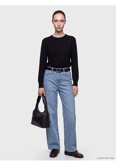 Lcw Comfort Siyah Bisiklet Yaka Kadın Triko Kazak