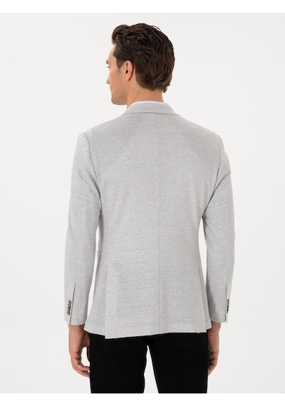 Cacharel Gri Slim Fit Keten Karışımlı Kaz Ayağı Ceket Cacharel Gri Slim Fit Keten Karışımlı Kaz Ayağı Ceket