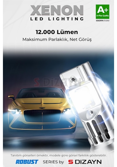 S-dizayn Prime Plus H7 Led Xenon / 45w / 7000k A+ Kalite
