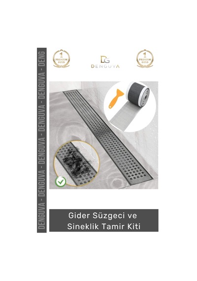 Gidersüzgeci Banyo Mutfak Zemin Drenaj Filtre Saç Gider Süzgeci Sineklik 12 Cm 4 Metre Tamir Kiti
