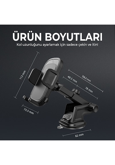 Bix Bxch4 Çok Fonksiyonlu Araç İçi Vantuzlu Telefon Tutucu Siyah