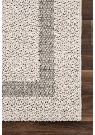 Retro Plain Krem Gri Bordürlü Halı A3234a Krem Gri