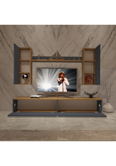 Decoraktiv Eko 5d Mdf Std Tv Ünitesi Tv Sehpası Pera - Antrasit