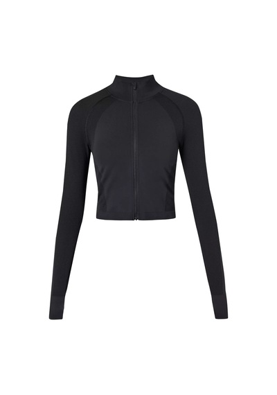 Sweaty Betty Athlete Crop Seamless Workout Zip Up Siyah