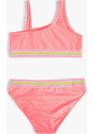 Koton Bikini Takımı Fırfırlı Tek Omuz İnce Askılı Pembe 3skg00021bm 3SKG00021BM260 Pembe