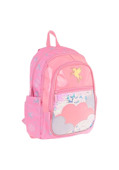Kaukko Kids Kız Çocuk Pembe - Pullu Bulut Desenli Dört Gözlü Okul Sırt Çantası - L5218 Pembe