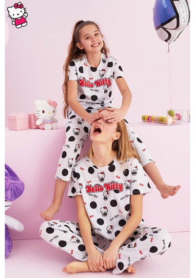 Siyah İnci Lisanslı %100 Pamuk Çok Renkli Bisklet Yaka Pijama Takım Hk014 Gri