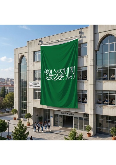 Yeşil Kelime İ Tevhid Bayrağı 140gr Premium Raşel Kumaş 6x9 Metre Diğer