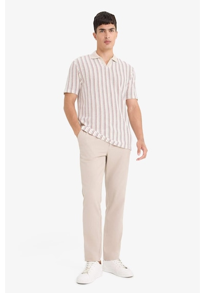 Defacto Regular Fit Polo Yaka Çizgili Kısa Kollu Tişört F1858ax25aubg766 Bej