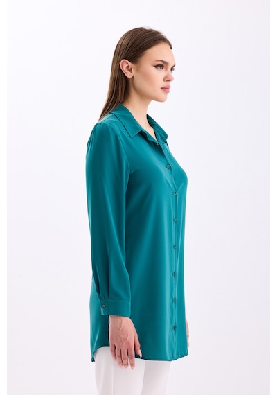 Uzun Kollu Regular Fit Basic Gömlek 2020 Yeşil