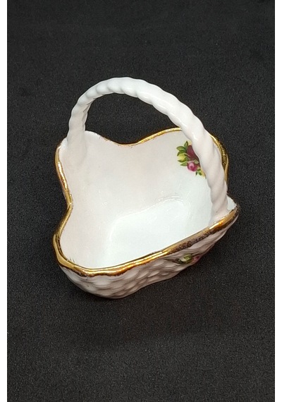 Old Country Roses Bone China Antika Porselen Örgülü Mini Sepet 6x7 Cm Sarı