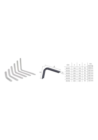 Beşel Ba306sy Raf Altı Lüx Siyah 260x330 Mm - 4'lü Paket Siyah