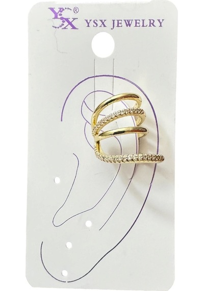 Earcuff Sıkıştırmalı Çelik Kıkırdak Küpe Çoklu Halka Görünümlü Altın Renk