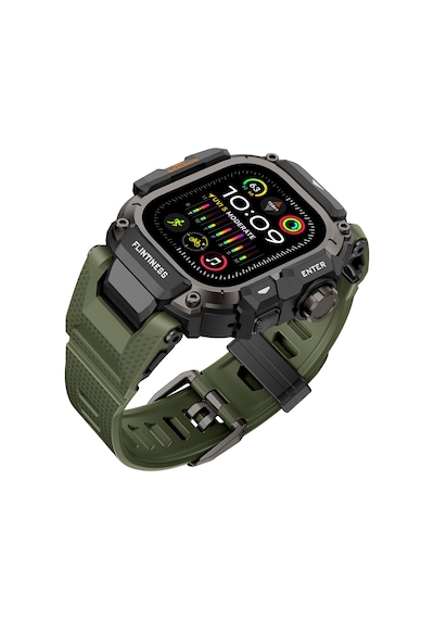 Watch Ultra 49mm Uyumlu Mohseven İwatch Punk Fortress Serisi Kasa Koruyuculu Silikon Kordon Yeşil