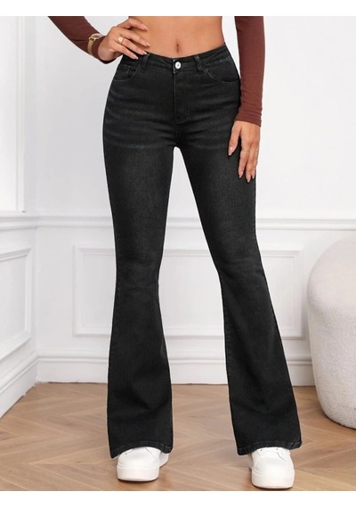 Zenna Tarz Kadın Yüksek Bel Cepli İspanyol Paçalı Kot Jeans Pantolon Siyah Zenna Tarz Kadın Yüksek Bel Cepli İspanyol Paçalı Kot Jeans Pantolon Siyah