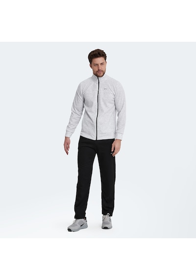 Slazenger ORDER IN Erkek Fermuarlı Dik Yaka Cepli Gri Eşofman Takımı