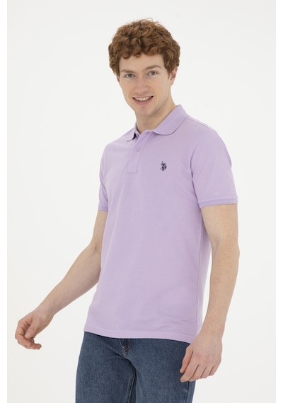 U.S. Polo Assn. Erkek Slim Fit Polo Yaka Lila Basic Tişört 50279573-VR034