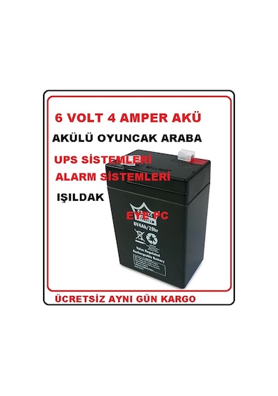 6 Volt 4 Amper Kuru Tip Akü Batarya Pil Işıldak Aküsü