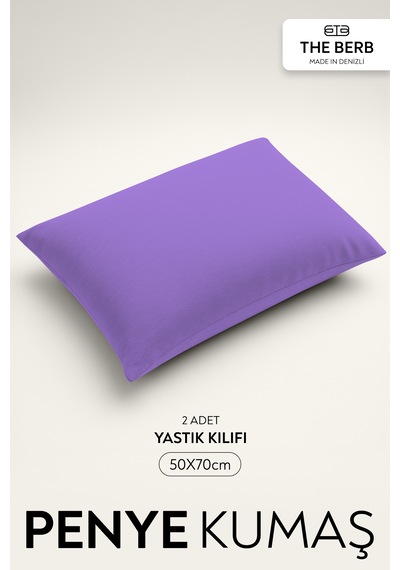 The Berb 2'li Penye Yastık Kılıfı Seti %100 Pamuk 50 X 70 Fermuarlı Lila