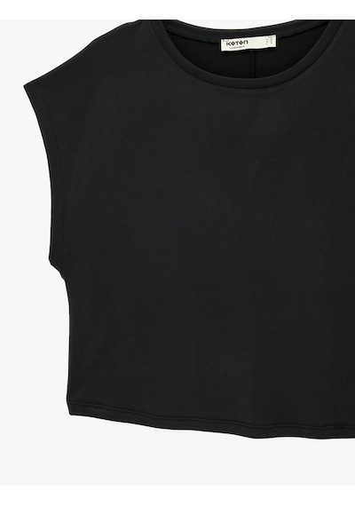 Koton Bisiklet Yaka Modal Karışımlı Kısa Kollu Pijama Üstü Siyah 6slk40051mk Siyah