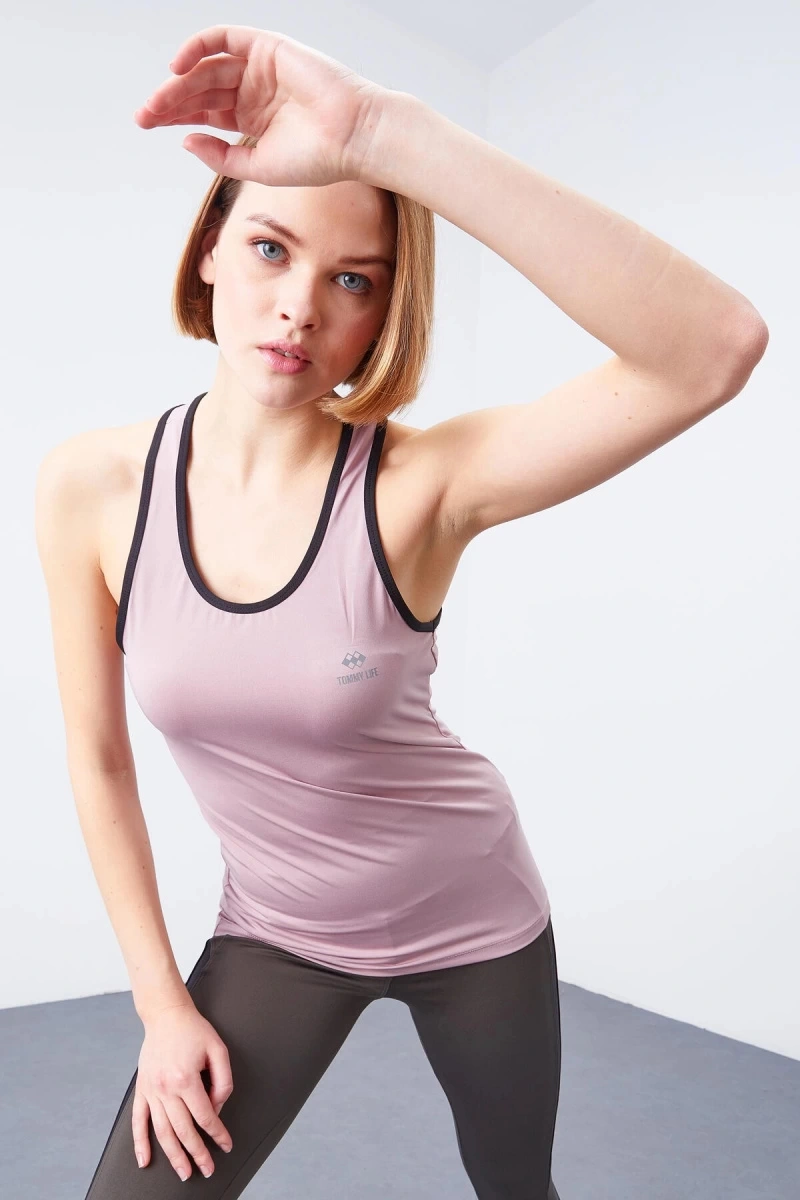 Tommy Life 97094 Gül Kurusu Çapraz Askılı Kadın Atlet Pembe