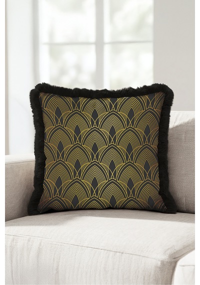 Lüks Art Deco Geometrik Desenli Saçaklı Yastık Kılıfı - Zarif Gold Siyah Püsküllü Kırlent Kılıfı Kadim Ufuk Serenat Lüks Art Deco Geometrik Desenli Saçaklı Yastık Kılıfı - Zarif Gold Siyah Püsküllü Kırlent Kılıfı Kadim Ufuk Serenat