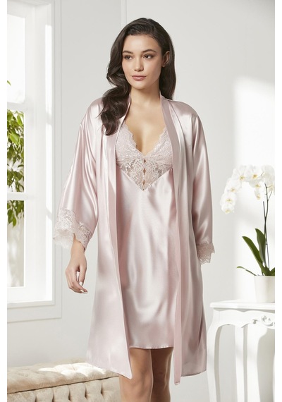 Pierre Cardin Saten Dantelli Gecelik Ve Sabahlık Takımı - 4280 001