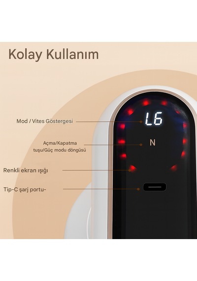 5 Başlıklı 6 Kademeli 3 Fonksiyonlu Şarjlı Tüm Vucut İçin Masaj Aleti Özel Antiselülit Masaj Cihazı Vücut  Beyaz