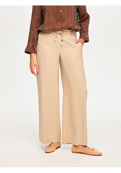 Faik Sönmez Wide Leg Fit Modallı Beli Lastikli Pantolon S26pnt029 Us26pnt02934 Bej