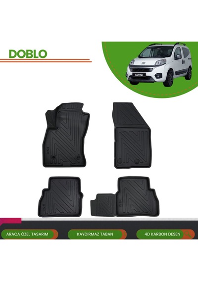 Fiat Doblo 2010-2022 4d Araca Özel Havuzlu Paspas Takımı Karbon