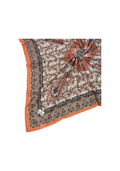 Mim Eşarp Prime Pamuk Etnik Desenli Eşarp 90x90 Cm Turuncu